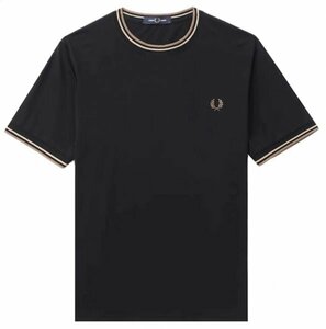 新品◆【格好いい】【コットン】メンズＴシャツFREDフレッドペリー半袖シャツダブルラインぐれーm