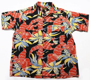 cushman (クッシュマン) Seersucker Aloha Shirts / コットンシアサッカー アロハシャツ 花柄 Lot 25001 美品 ブラック size M