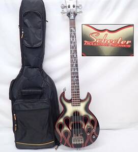 6031[A]付属品多数!!状態良♪Schecter◆シェクター/ダイアモンドシリーズ DIAMOND SERIES/GHOST FLAME/4弦 エレキベース/黒 ブラック系