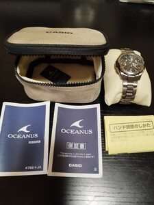  ジャンク品 カシオ 箱/保付き カシオ 電波ソーラー OCW-S1000 オシアナス トリプルカレンダー グレー文字盤 メンズ腕時計 