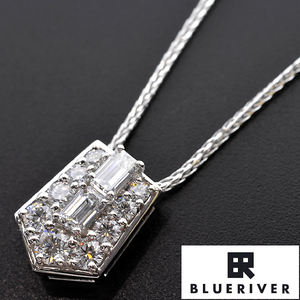 M19【BSJBJ】BLUERIVER ブルーリバー Pt950/Pt850 ダイヤモンド0.95ct ペンダント ネックレス 本物 正規