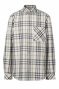 正規 22SS BURBERRY LONDON ENGLAND バーバリー by Riccardo Tisci ボタンダウン ノバチェック シャツ 茶 S THTHAGAR129SAM 8042838