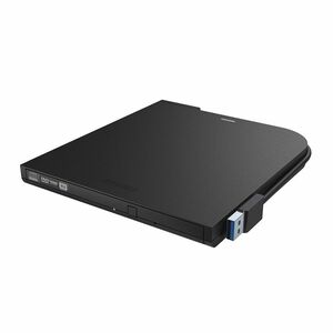 BUFFALO USB3.0 ポータブルDVDドライブ フラットデザイン ウルトラスリムタイプ Wケーブル収納 ブラック DVSM-PTS5