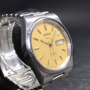 SEIKO 5 セイコーファイブ 腕時計 7S26-3130 自動巻き AT デイデイト 21石 ゴールド文字盤 メンズ ウォッチ 25a菊NS