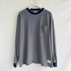 SATURDAYS NEW YORK メンズ　長袖 Tシャツ　L ボーダー　ネイビー　 ロンT