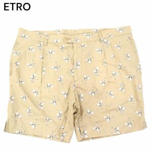 イタリア製★ ETRO エトロ 春夏 ラケット柄★ タック ショート パンツ Sz.54　メンズ 大きいサイズ　I4B01086_6#P