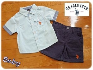 海外直輸入　Ｕ.ＳＰＯＬＯ　ベビー　2点上下セット　半袖　シャツ　24M　90ｃｍ　男の子　ＢＡＢＹ　出産祝い　ポロ　夏物　ユーエスポロ