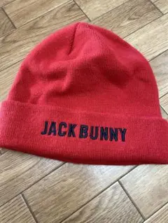 【美品】Jack Bunny 赤 ロゴ ニット帽