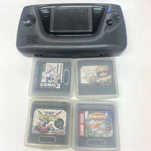 E206-24-510 SEGA GAME GEAR セガ ゲームギア 本体 カセット4本 HGG-3210 SONIC2 SONIC DRIFT ゲーム機