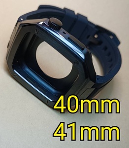 40mm 41mm 黒ラバー apple watch アップルウォッチ メタル ラバーバンド カスタム 金属 ゴールデンコンセプト golden concept