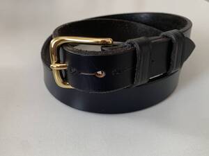 JABEZ CLIFF STIRRUP LEATHER BELT 34inch 28mm ネイビー