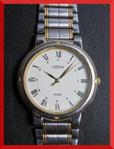 セイコー SEIKO アルバ ALBA アーバン URBAN クォーツ 3針 ローマン V721-6020 男性用 メンズ 腕時計 U694 稼働品