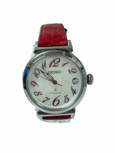 SEIKO◆自動巻腕時計/アナログ/レザー/WHT/RED/4F35-00J0