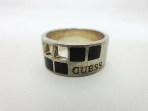 N8265【シルバーリング】GUESS★♯18★幅10mm★総重量 9g★SILVER 925★指輪 リング アクセサリー★中古★