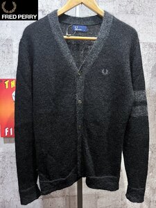 フレッドペリー モヘア混 カーディガン M 黒 ブラック FRED PERRY F3046 モヘヤ