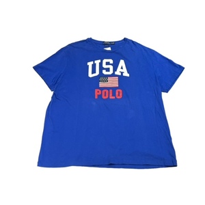 【XXL】USA 古着　Ralph Lauren　USA アメリカ　POLO 半袖 クルーネック ブルー　2XL