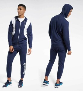 リーボック 2XO エッセンシャルズ リニアロゴ トラックスーツ フレンチテリー スウェット　上下 ネイビー REEBOK 　4L　3XL