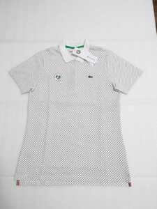 新品！　LACOSTE　ラコステ　ポロシャツ　レディース　格子柄　ROLAND GARROS　38　L　半袖　テニスウェア　ゴルフウェア　グリーン　ワニ