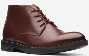 送料無料 Clarks 26cm チャッカ ブーツ ビジネス マホガニー ブラウン スニーカー プレーン オフィス レザー フォーマル スーツ XXX321