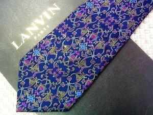 ♪35086C♪良品【花 葉っぱ 植物 柄】ランバン【LANVIN】ネクタイ