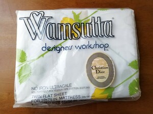 未開封 Wamsutta ディオール ベットシーツ Made in USA 薔薇 ビンテージ ノーアイロン フラットシーツ Christian Dior bed sheet 送料込み