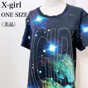 【美品】X-girl エックスガール カジュアル リラックス 着心地 クルーネック半袖Tシャツ グラフィックプリント ストレッチ も08