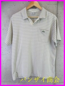 【送料300円可】9080b7◆良品です◆LACOSTE ラコステ 胸ポケット 半袖ボーダーポロシャツ 5/ジャケット/ブルゾン/ゴルフ/メンズ/男性