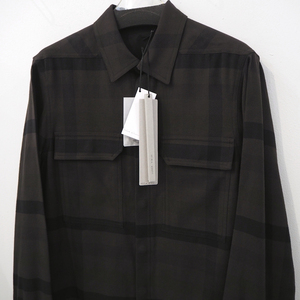 新品 定価23万円 リックオウエンス 23aw 秋冬 チェック 長袖シャツ ダスト 46 メンズ M RICK OWENS OUTERSHIRT アウターシャツ RU02C7236CP