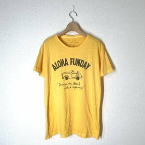 USA製 CrabCove クラブコーブ 半袖 Tシャツ ALOHA FUNDAY アロハ M イエロー 黄 アメリカ製 米国製