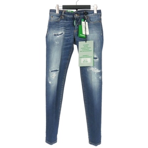 未使用品 ディースクエアード DSQUARED2 22AW Jennifer Jeans ダメージ加工 デニムパンツ ジーンズ 38 インディゴ S73LA0277 国内正規