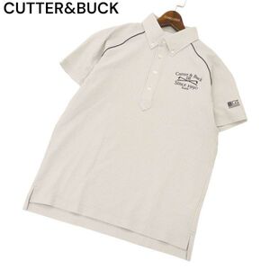 CUTTER&BUCK カッター＆バック ロゴ刺繍★ 吸水速乾 シアサッカー チェック 半袖 ポロシャツ Sz.M　メンズ 灰 ゴルフ　C4T05305_5#A