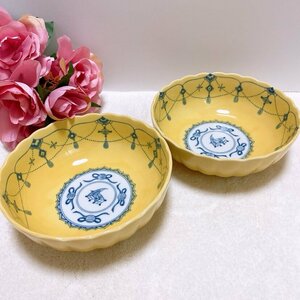 ★新品未使用品★たち吉♪黄色 大きめ お椀 鉢・2個ペアセット♪口径約16.7cm♪丼やうどんにも♪和食器・陶器♪