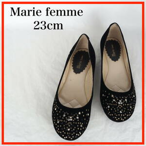 MK7691*Marie femme *マリー・ファム*レディースバレエシューズ*23cm*黒、スエード調