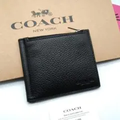 新作　新品　COACH　折り財布　マネークリップ　メンズ　人気の小銭入れ付き