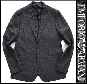 新品12万【 アルマーニ EMPORIO ARMANI 】通年モデル/伊製/高級感と清潔感を併せ持つ/シアサッカー調ボイルウールジャケット54/XXL-XXXL