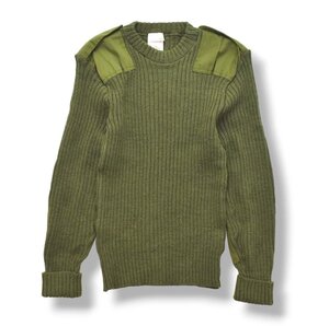 ★ウーリープーリー Woolly Pully リブ編み ウール コマンド ニット セーター UK36 S相当 オリーブ ミリタリー 軍物 古着 ローゲージ★