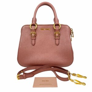 【中古】美品 ミュウミュウ MIUMIU レディース マドラス 2way ショルダーバッグ ハンドバッグ ピンクベージュ