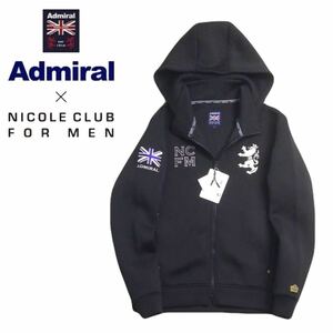 新品タグ付 弾力抜群 Admiral × NICOLE CLUB 豪華刺繍 ソフトシェル フルジップ パーカー ジャケット 46 アドミラル ゴルフウェア 2410295