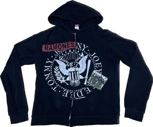 送料込み　MOSQUITO HEAD モスキートヘッド　RAMONES HOODIE パーカー　レア　スウェット　ジップアップ　PARKA BLACK ラモーンズ