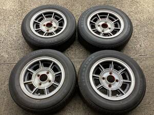 M7724 旧車に！ 1978年製？ DUNLOP TOPY 6J +15 114.3 4H 13インチアルミ＆175/70R13 夏タイヤ4本セット☆彡