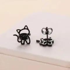 セット商品 ピアス シルバー ゴールド ブラック 猫デザイン 韓国  お洒落 猫