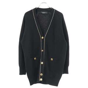 VERSACE ヴェルサーチ Medusa Button Wool Knit Cardigan ウールロングニットカーディガン 1011357 ブラック 40 ITQYBMMU3SF2