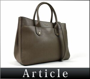 196442□ FURLA フルラ 2WAY ハンドバッグ ショルダーストラップ 鞄 バッグ レザー 革 グレー レディース ゴールド金具 無地/ B