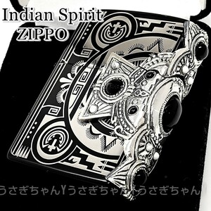 zippo☆インディアンスピリットBK☆クロスメタル☆天然石☆ジッポ ライター