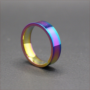 [RING] Titanium Stainless Rainbow Ring チタン ヒート グラデーション レインボー 6mm 平打フラット リング 19号 (5.6g) 【送料無料】