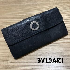 ブルガリ　BVLGARI 長財布　黒　レザー　キャンバス　メンズ　財布　良品