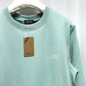 S 新品 A.P.C. アーペーセー Item スウェット シャツ トレーナー アイテム ワンポイント ロゴ APC ロゴスウェット パステル ブルー 長袖