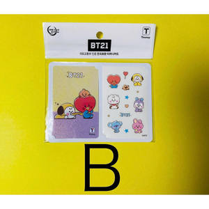 BTS bt21 交通カードステッカー付セット キャラクター キラキラ ラメ仕様 テテ ジミン