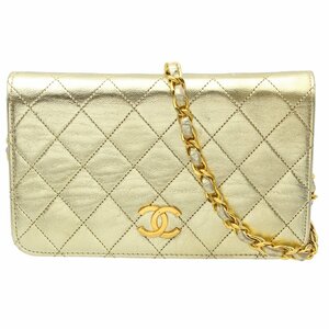 ★E2048 良好!! シャネル ミニマトラッセ ココマーク プッシュロック チェーン ショルダーバッグ W19cm ゴールド CHANEL レディース★