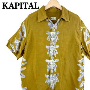 KAPITAL★サイズ2 キャピタル 日本製 SILK LAYON EAGLE JEWEL PT ALOHA SHIRT Gold シルクレーヨン イーグル ジュエルpt アロハシャツ